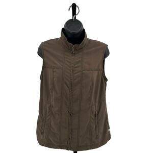 Zenergy by Chico's Vest WMNS SZ 0 Brown Sleeveless Full Zip Mock Neck Tailored